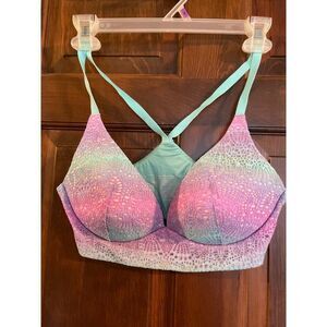 VICTORIA'S Secret Body by Victoria 34D racerback lightly lined plunge rainbow